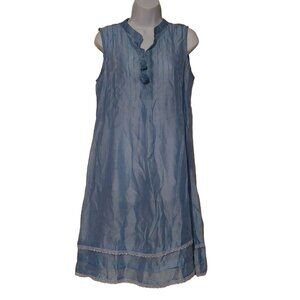 Alamwar Leela Baby Blue 100% Silk Tassels Front Hooks Sleeveless L Dress